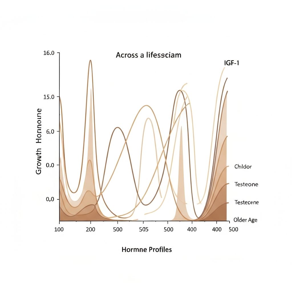 Scientific graph showing hormone profile changes across lifespan