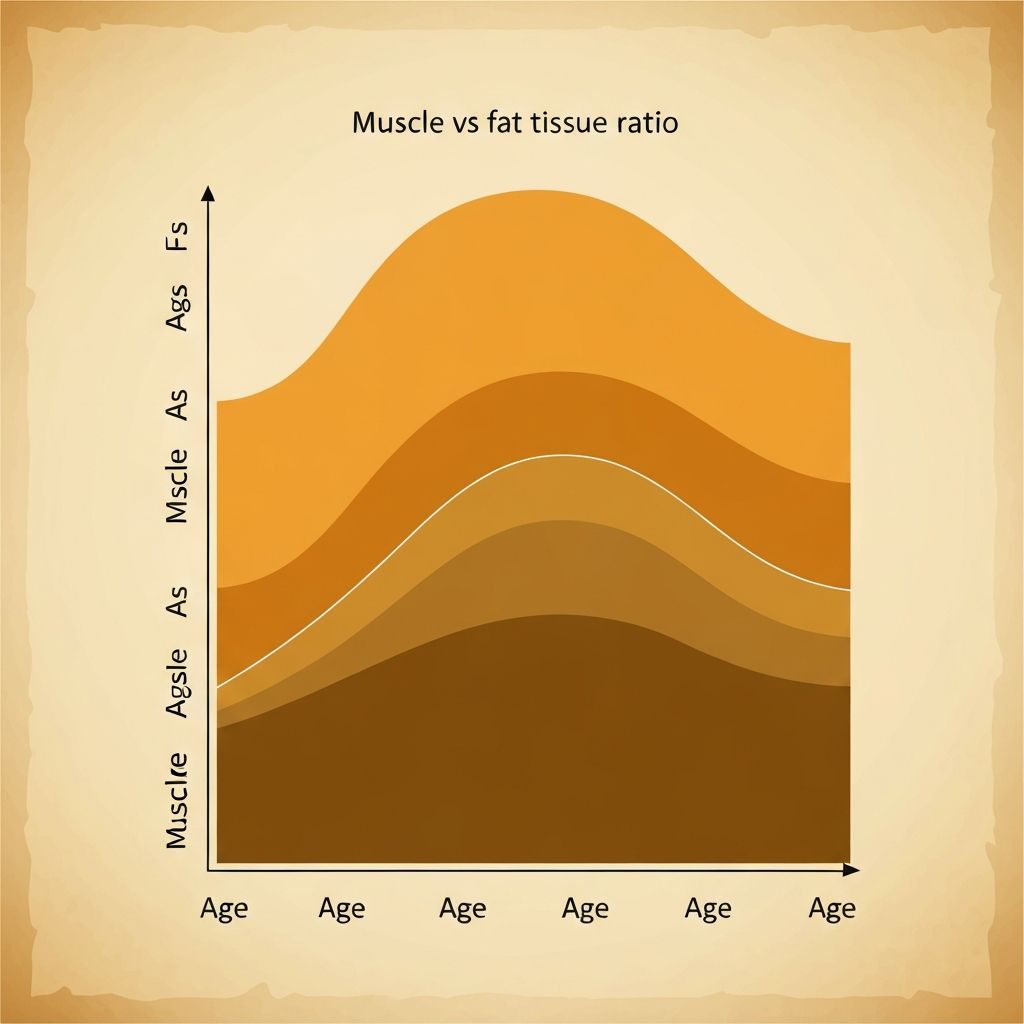 Medical illustration comparing muscle and fat tissue ratio changes