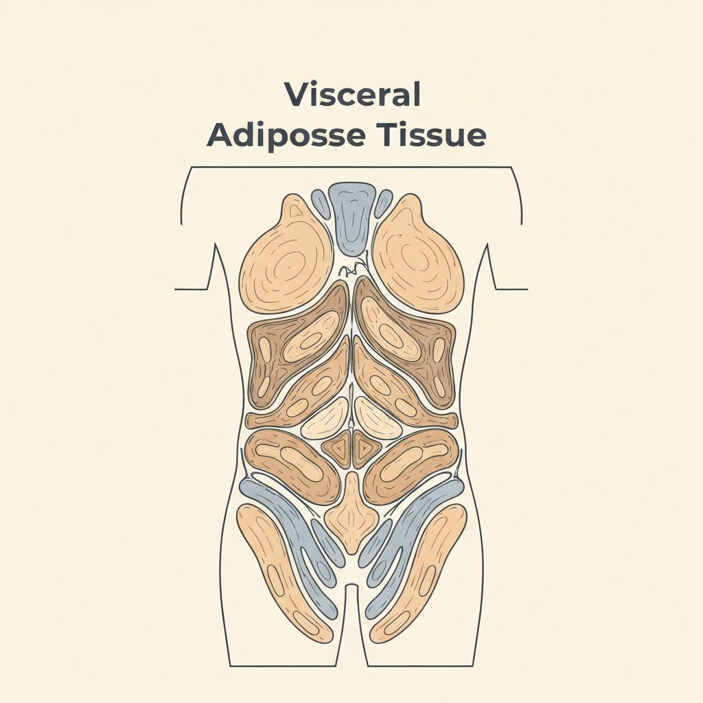 Medical illustration of visceral adipose tissue distribution